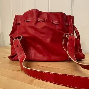 Mercari medium red leather shoulder bag